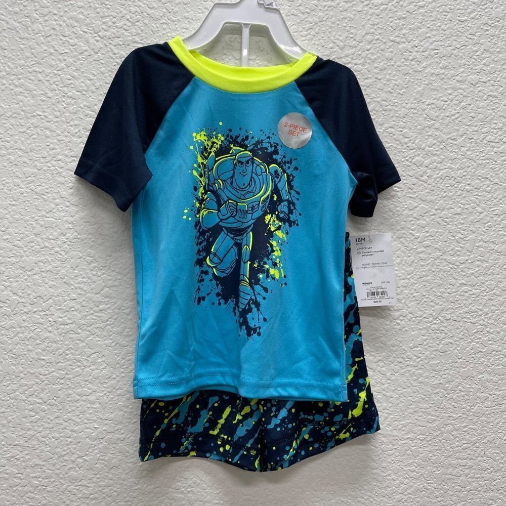 Disney Toy Story Activewear Short Set Buzz Lightyear Boys 18M Blue Shirt Shorts